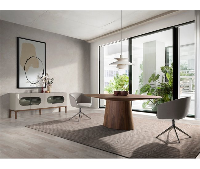 ANGEL CERDA Cadeira giratória em tecido cinzento claro AlumÍnio