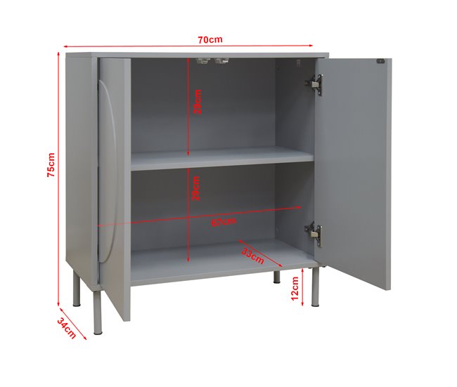 Aparador Holea com 2 portas MDF [en.casa] 70 Bege