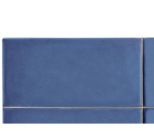 Beliani Cama baú Veludo VERNOYES 188x214 Azul Marino
