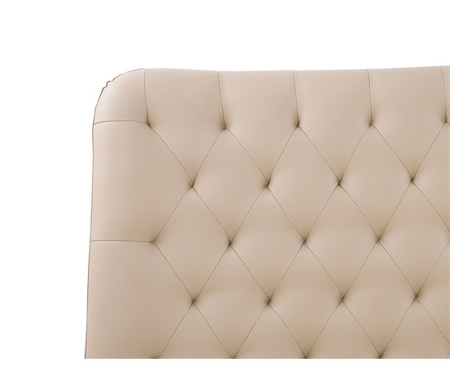 Beliani Cama com estrado Pele sintética ESSONNE 219x208 Bege