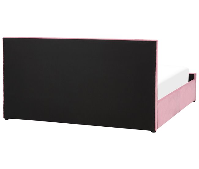 Beliani Cama com estrado Veludo ROCHEFORT 190x214 Rosa