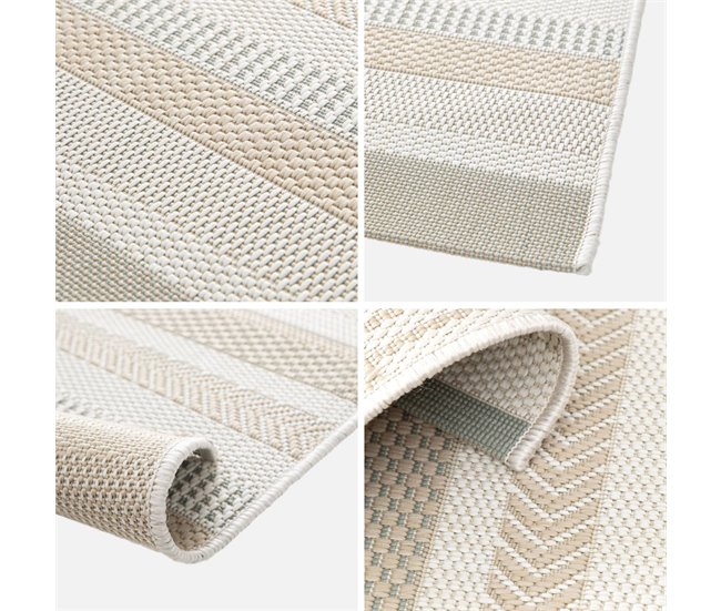 Tapete interior/exterior vintage padrão linear 170x120 Bege