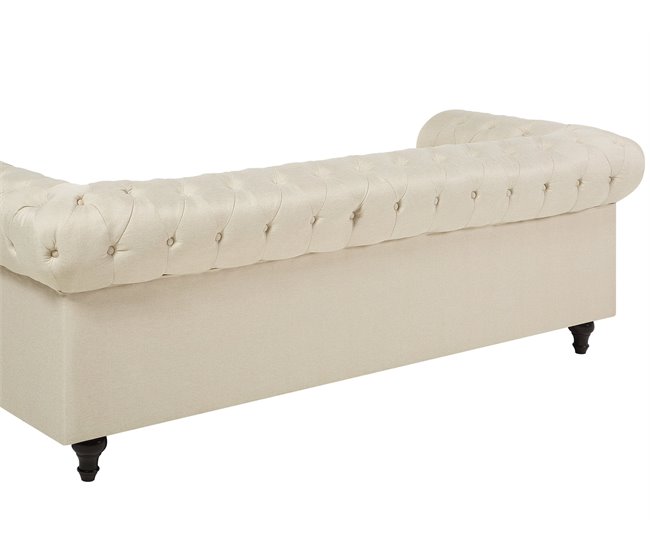 Beliani Sofá Chesterfield Poliéster CHESTERFIELD Areia