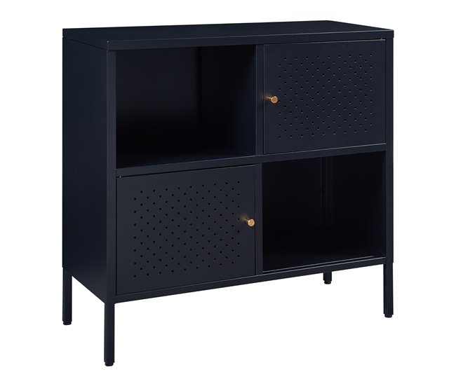 Aparador de aço Janakkala com 2 portas Preto