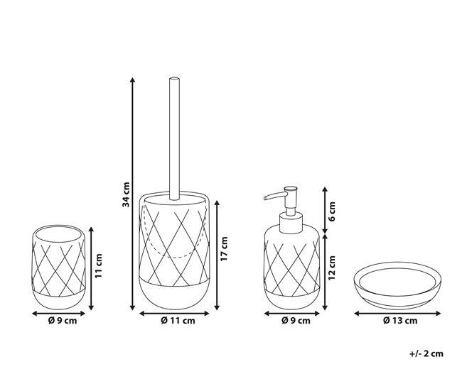Beliani Conjunto de acessórios de banho LEBU Branco