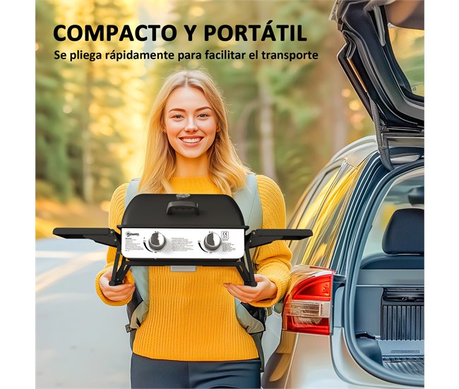 Barbecue a Gás Aço e ABS Outsunny Preto