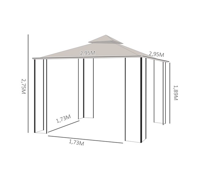 Pérgola de Jardim metal e poliéster Outsunny 295x295 Bege
