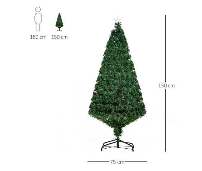 Árvore de Natal PVC e Metal HOMCOM, casa - natal Verde
