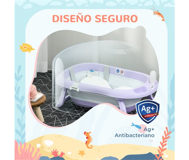 Banheira para Bebé PP, TPE, espuma PS e poliéster ZONEKIZ Roxo
