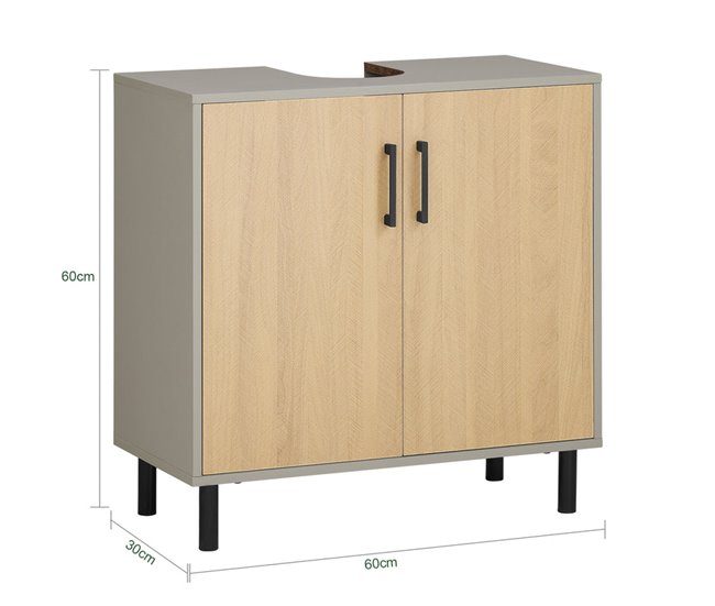 Armário para lavatório de encastrar com 2 portas BZR133-NG SoBuy Cinza