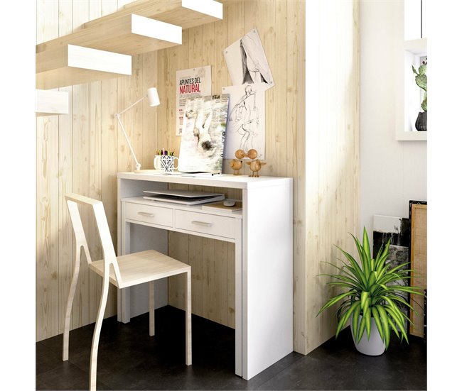 Mesa com efeito de madeira Branco
