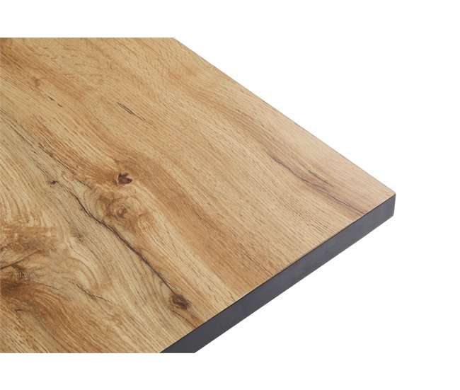 Jogo de jantar com mesa efeito madeira e 6 cadeiras estilo industrial Madeira Clara