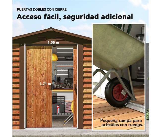 Abrigo de Jardim Aço e Polipropileno Outsunny Castanho