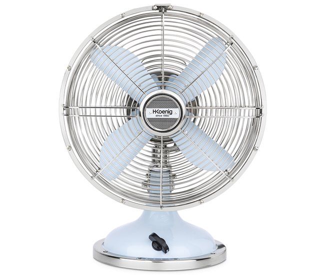 Ventoinha de mesa em metal com design retro JOE50 H.Koenig Azul