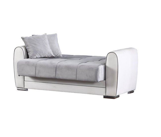 Sofá cama com península de tecido Branco