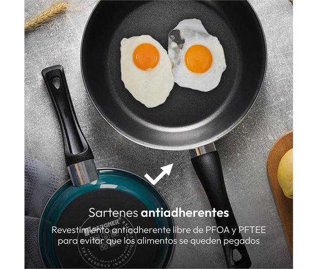 Conjunto de 2 frigideiras CLASSIQUE em + utensílios de cozinha Bergner Preto