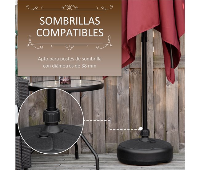 Base Chapéu de Sol HDPE Outsunny 38x38 Preto