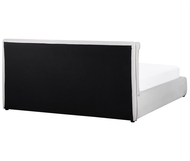 Beliani Cama com armazenamento Veludo BAJONNA 204x235 Bege