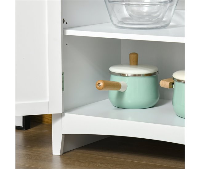 Armário de cozinha MDF, vidro temperado HOMCOM, casa - cozinha 68 Branco