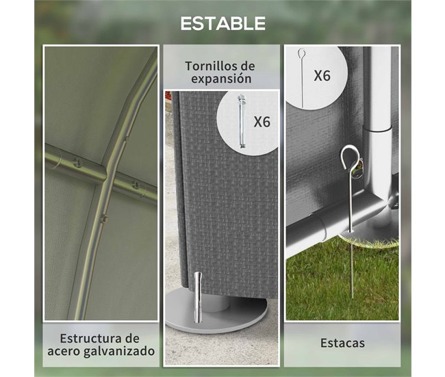 Abrigo para Ferramentas Aço Galvanizado, Tecido PE Outsunny Cinza
