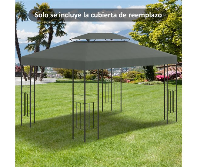 Cobertura de Substituição para Pérgola Poliéster Outsunny 400x300 Cinza