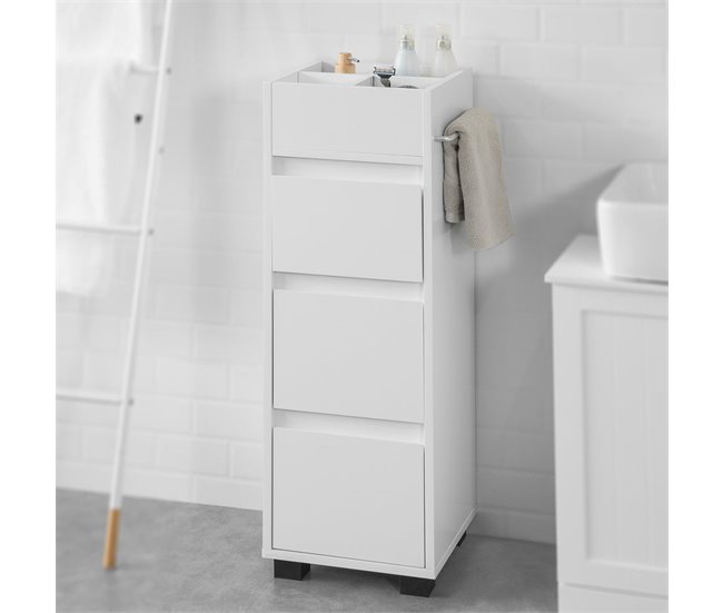 Armário de casa de banho auxiliar com 3 gavetas BZR29-W SoBuy Branco