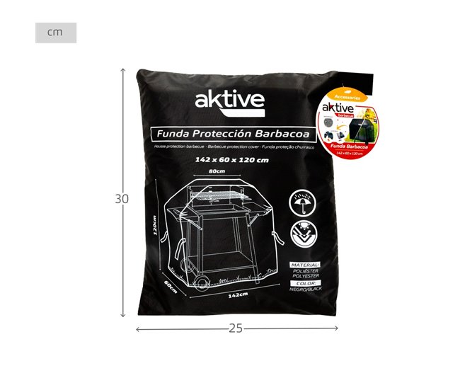 Cobertura para barbacoa impermeável Aktive Preto