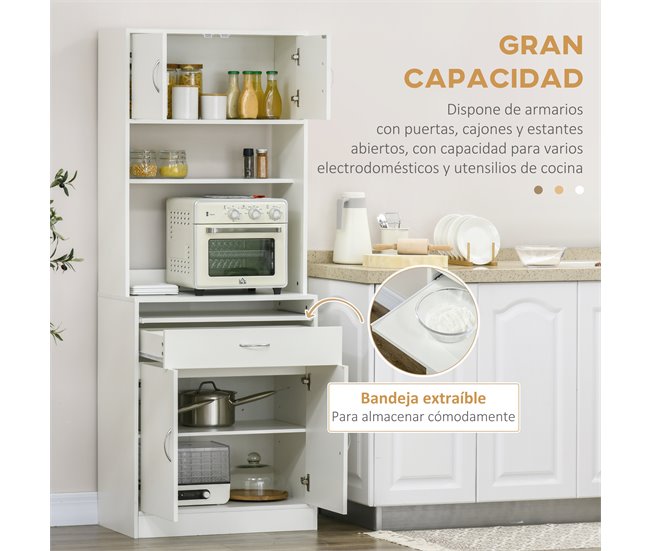 Armário de Cozinha Melamina de Madeira HOMCOM, casa - cozinha 70 Branco