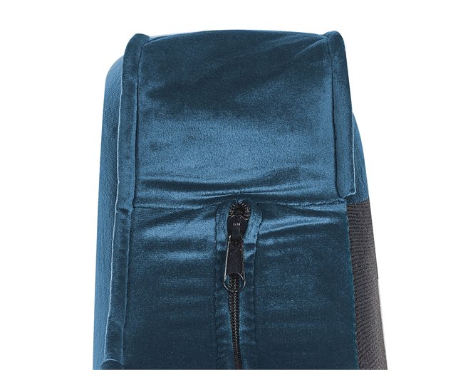 Beliani Chaise longue à direita Veludo ALLIER Azul Marino