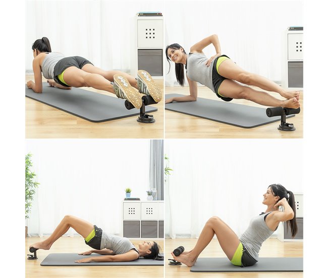 Barra de Fixação para Abdominais com Ventosa e Guia de Exercícios Preto