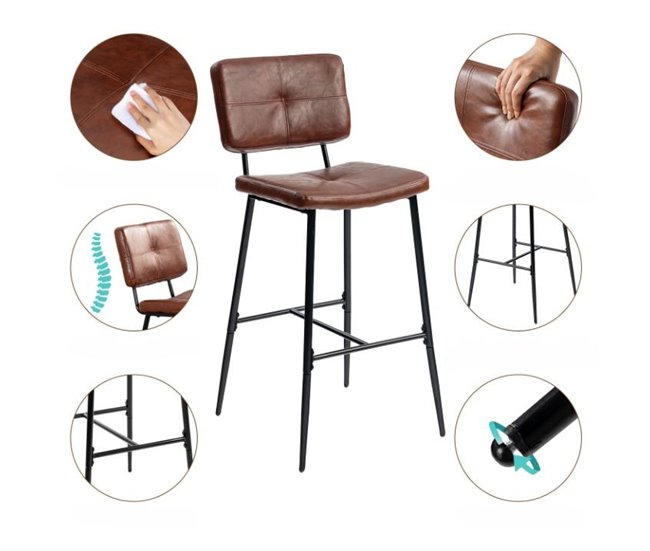 MEUBLES COSY Conjunto De Cadeiras De Bar Confortáveis E Duráveis Castanho