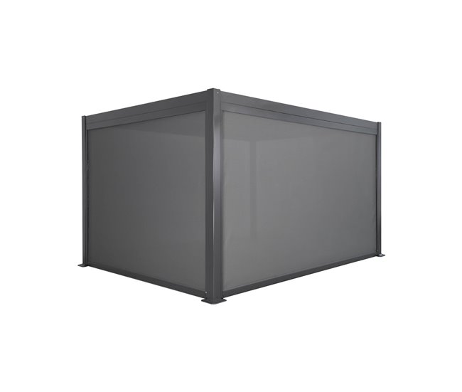 Pérgola bioclimática, alumínio e aço, com toldo 3m + toldo 300x400 Cinza