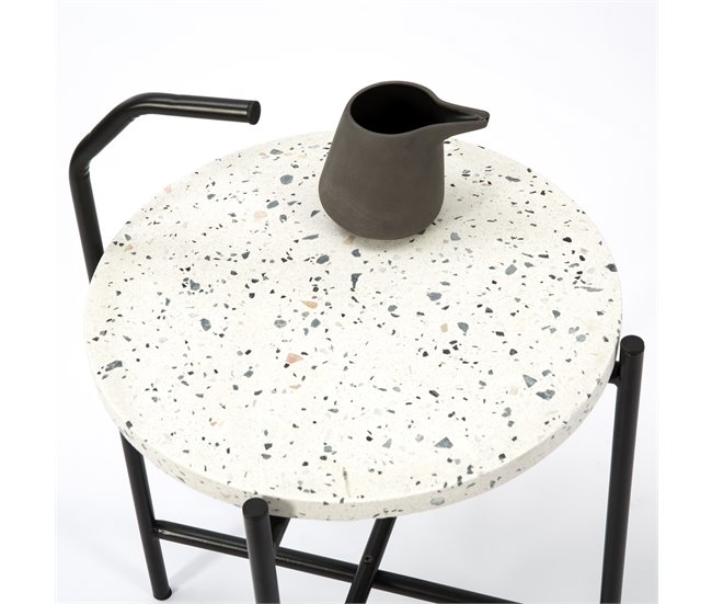 Mesa de apoio redonda Yala, terrazzo Branco Branco