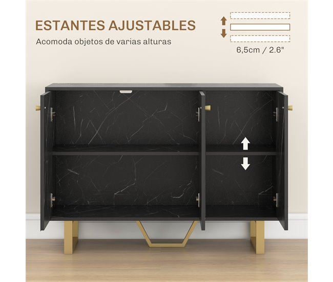 Aparador Melamina de Madeira e Metal HOMCOM Preto