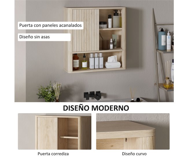 Armário de Parede Casa de Banho MDF HOMCOM, casa - casa de banho Castanho