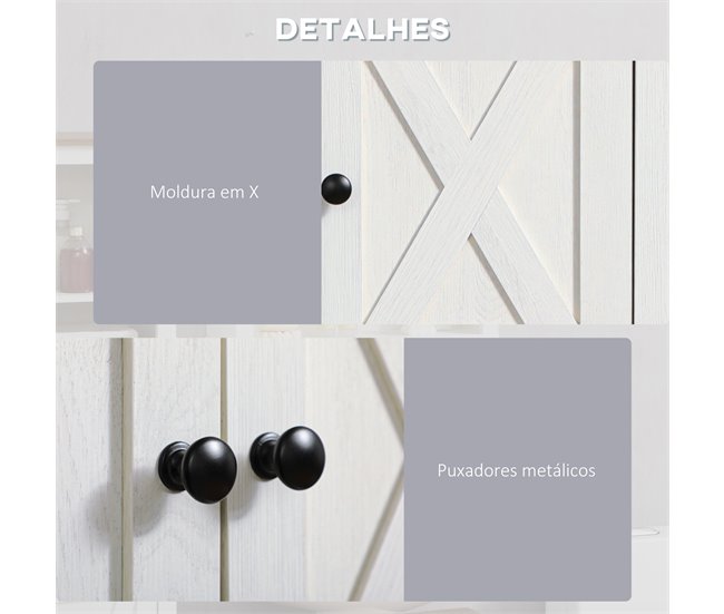 Armário Casa de Banho de Parede Melamina de Madeira kleankin 60 Branco