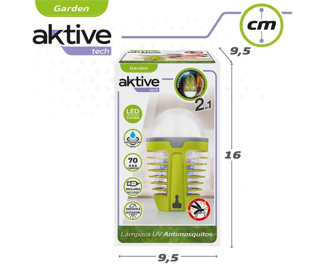 Lâmpada UV Mosquito Killer com Luz Noturna LED Aktive Verde