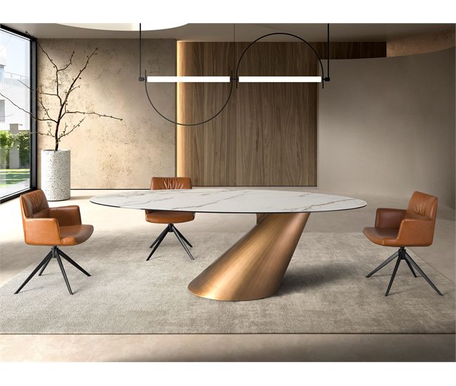 ANGEL CERDA Cadeira giratória em pele de castanho conhaque Castanho