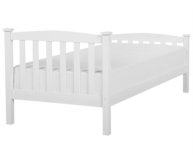 Beliani Cama com estrado Pinho GIVERNY 99x208 Branco