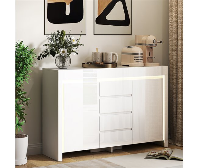 Aparador MDF e Melamina de Madeira HOMCOM Branco