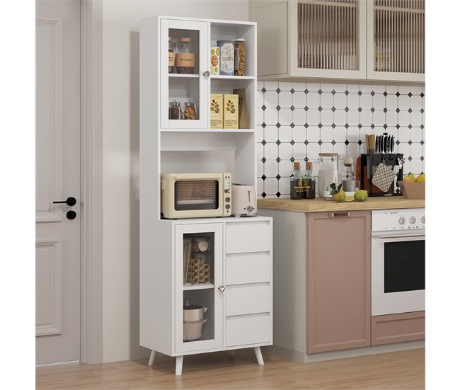 Armário de Cozinha MDF HOMCOM, casa - móveis de armazenamento Branco