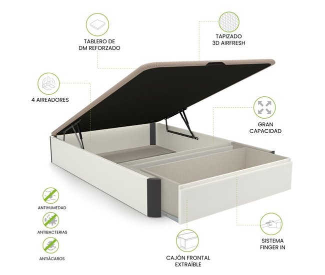 Sommier rebatível Luxo Max 3D 135x190 Branco/cinza
