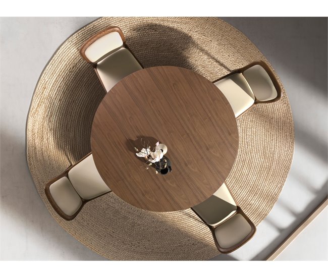 ANGEL CERDA Mesa de jantar redonda e aço 140x140 Nogal