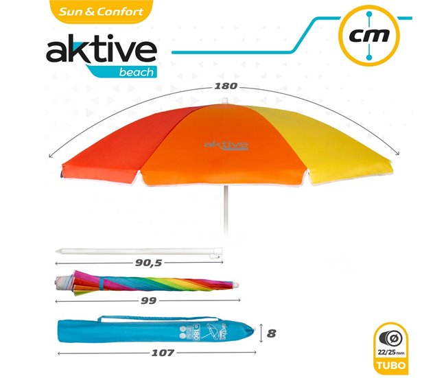 Guarda-sol com proteção UV50 Aktive Beach Multicor