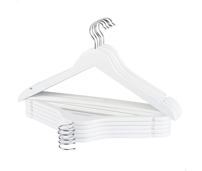 Max Home Pack de 10 cabides de madeira Branco