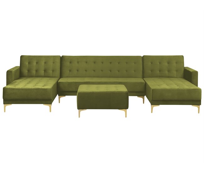 Beliani Sofá-cama Veludo ABERDEEN Verde
