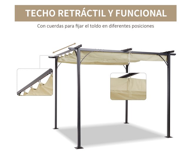 Pérgola de Jardim tecido de aço e poliéster Outsunny 300x300 Multicor