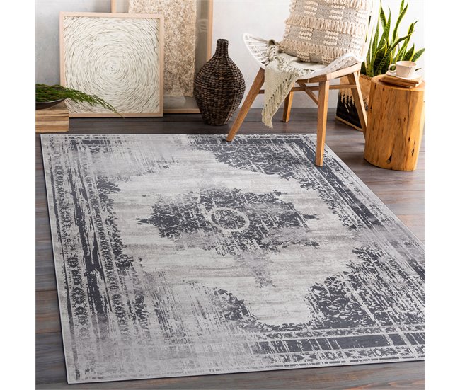 ANDRE 1187 Tapete Ornamento vintage antiderrapante 120x170 Cinza