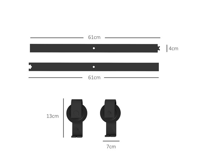Acessórios para portas de correr Aço de carbono HOMCOM Preto