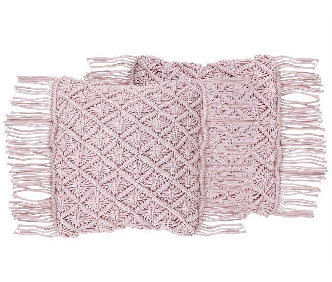 Beliani Almofada decorativa YANIKLAR Rosa Talco